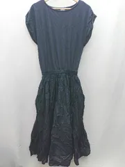 ◇ ⊂ URBAN RESEARCH DOORS ウエストゴム 切り替えデザイン ロング丈 ワンピース サイズ1 ネイビー レディース E  【1502030021660】