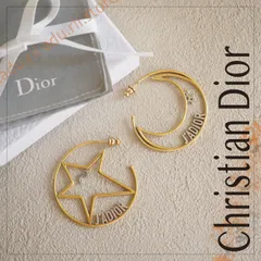 クリスチャンディオール ■ ジャディドール ムーン スター フープ ピアス ゴールド JADIOR Christian Dior□5L