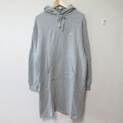 美品 Champion チャンピオン フーディー 長袖 スウェットワンピース M グレー レディース 古着 中古 USED
