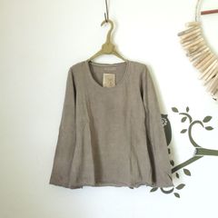 asana ヘンプコットン 厚手 フレアースリーブ●草木染めライト麻墨グレー