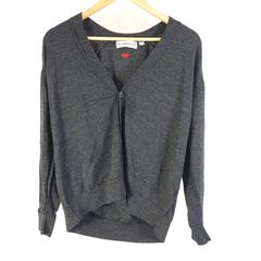 UNIQLO×ANYHINDMARCH メリノオーバーサイズVネック カーディガン DARK GRAY ユニクロ アニヤハインドマーチ レディース Lサイズ