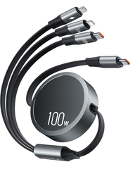 新登場&100W USB-C to USB-C ケーブルPD対応100W/5A QC4.0 超急速充電USBケーブル3in1 巻き取り充電ケーブル usb type c ケーブル ライドニング マイクロusb（10W）マルチ 充電コード 1.2m(グレー)