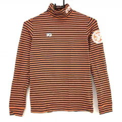 パーリーゲイツ 長袖ハイネックシャツ オレンジ×ネイビー ボーダー レディース 0(S) ゴルフウェア PEARLY GATES