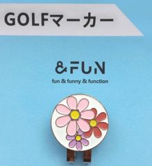 ゴルフマーカー ゴルフ女子用　 レディース花柄マーカー　ピンク  ＆FUN (アンドファン)