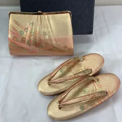 【美品】 草履 バッグ セット ／ Zori Sandals & Handbag Set ピンクゴールド系 和柄 フォーマル 振袖 訪問着 留袖 成人式 結婚式 和装小物