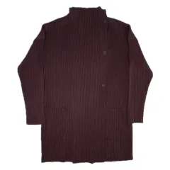 Japanese Vintage 避難 プリーツ ロング カーディガン バーガンディー