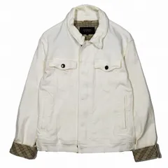 バーバリーブラックレーベル BURBERRY BLACK LABEL ホワイト デニムジャケット ジージャン アウター ノバチェック柄裏地 白 ホワイト サイズM メンズ YBA5