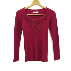 アバクロンビー&フィッチ カットソー 長袖Tシャツ トップス ワッフル レース レディース Sサイズ エンジ Abercrombie & Fitch 【中古】