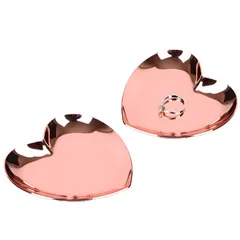 【新品】 fogman ジュエリー トレイ アクセサリー ステンレス ハート かわいい 小物入れ 2個セット (ローズゴールド) 0