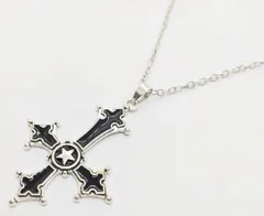 逆さ　十字架　クロス　ブラック　ネックレス　ロック　パンク　ロリータ　ゴスロリ