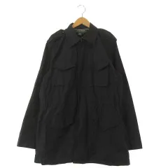 ローレンラルフローレン LAUREN RALPH LAUREN ステンカラー コート ミドル丈 ナイロン混  L 黒 ブラック ☆AA★のサムネイル