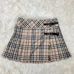 バーバリーブルーレーベル ミニスカート 巻きスカート ノバチェック プリーツ ベルト ベージュ Sサイズ相当 ★お値段交渉を受け付けます。