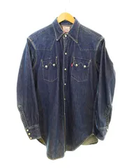 リーバイス Levi's DENIM WESTERN SHIRTS デニム ウエスタン シャツ ショートホーン 復刻 555 バレンシア 工場 97年製 90年代 90's 90s 長袖シャツ ブルー 103MT-1699
