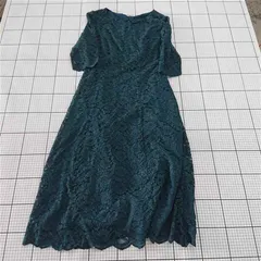 ◇ Θ BELINDA DE CAPRIS ベリンダデカプリス レース 五分袖 膝下丈 ワンピース サイズ3L グリーン系 レディース E  【1509180008169】