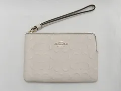 美品★COACH コーチ シグネチャー F67555 ホワイト レザー ポーチ