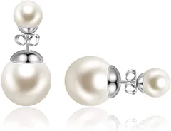 CHLOEOS パール ピアス レディース 人気 スタッドピアス 真珠 K18金 金属アレルギー対応 大人 おしゃれ フレッシュ セクシー プレゼント かわいい きれい 素敵 ギフトBOX付き ダブル( ダブル パール ホワイトゴールド)