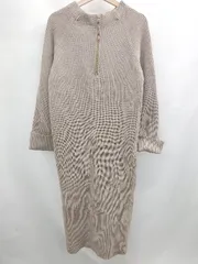 ◇ ⊇ GeeRA ジーラ ハーフジップ 長袖 ロング ワンピース サイズL ベージュ系 レディース E  【1507250005759】