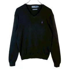 90s00sポロバイラルフローレンPolo by Ralph LaurenピマコットンニットVネックセーターPIMA COTTONポニーロゴ刺繍ワンポイン黒レッド紫パープルy2kレトログランパコアグランマコアアメトラvintageヴィンテージ50728