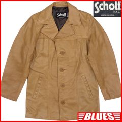 Schott ショット Pコート S レザー 本革 茶 キャメル メンズ アメリカ製 USA製 レザーコート_サイズＳ一覧←SEULB屋着古← X7851