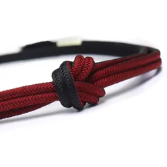 帯締め リバーシブル 絹100% 正絹 平 組紐 黒 赤 ブラック w6-2