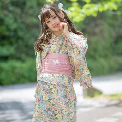 【花柄パウダーピンク】ワンピースにもなる浴衣　2WAYセパレート浴衣　キャサリンコテージ　TAK