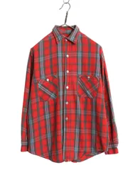 【お得なクーポン配布中!】 70s USA製 ★ チェック コーンミルズ フランネル シャツ メンズ M 程/ 古着 ヴィンテージ コットン ネルシャツ 長袖シャツ ポケット付き 赤