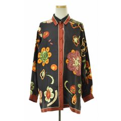 美品 MECRE メクル スキッパー フラワープリントオープンカラーシャツ 