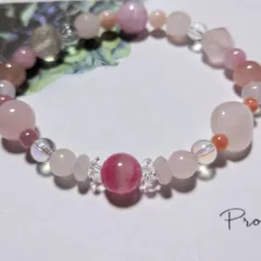 pb40♥🎵ピンクが大好きなんだも〜ん🎵♥ハートローズクォーツ　ローズクォーツ　ロードナイトシリカ　インカローズ　ディープローズクォーツ　クンツァイト　水晶　ピンクオパール　ルビー　天然石　パワーストーン　ブレスレット　ローズクォーツブレスレット