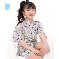 Bee【♪クーポン利用で20％OFF♪】甚平 セット◇グレー×おにぎり◇子供服 キッズ 女の子 花火大会 夏祭り 夏 100 110 120 130 140 150
