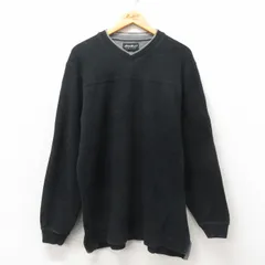L/古着 エディーバウアー 長袖 セーター メンズ 00s 無地 コットン Vネック 黒他 ブラック 24dec06 中古 ニット トップス