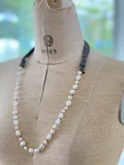 Vlas Blomme ニット×パール×クォーツネックレス 314813  83グレー