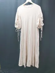 ◇ STYLEMIXER スタイルミキサー シンプル 無地 ラウンドネック 半袖 ロング丈 ワンピース サイズM ベージュ レディース E  【1308160025161】