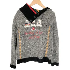 カステルバジャック CASTELBAJAC 長袖ニット セーター ウール 刺繍 グレー ブラック 1 S相当