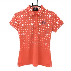★特価★ビバハート 半袖ポロシャツ オレンジ×白 ハート柄 胸ロゴプリント  レディース 40(M) ゴルフウェア VIVA HEART