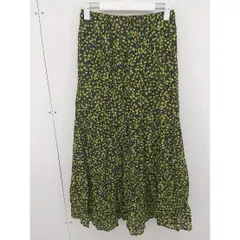 ◇ ◎ ●美品● LOWRYS FARM 花柄 ティアード ロング フレア スカート サイズ F ブラック イエロー グリーン レディース  【中古】 【1203020006932】