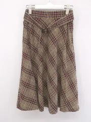 ◇ ◎ PROPORTION BODY DRESSING チェック 膝下丈 フレア スカート サイズM ベージュ レッド系 マルチ レディース P  【中古】 【1209150005326】