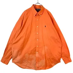 ラルフローレンRalphLauren BLAKE長袖ボタンダウンシャツポニーロゴ刺繍ワンポイントオレンジ鬼フェードコットンvintageヴィンテージ50514