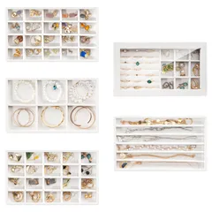 【迅速発送】ProCase ジュエリートレイ 5個セット ジュエリー収納 積み重ね可能 アクセサリケース ドレッサー引き出し用 ディスプレイ 仕切り付き