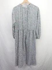 ◇ ⊂ SM2 サマンサ モスモス 花柄入り 長袖 ロング丈 ワンピース サイズF ライトグレー系 レディース E  【1507280000625】