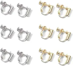 【在庫処分】ピアス イヤリングコンバーター 縦型 手芸 手作り用 DIY 基礎金具 アクセサリ ーパーツ ジュエリー 耳穴なし ネジバネ式 12個入り