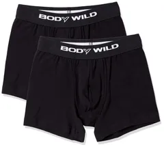 【人気商品】ボクサーブリーフ ビッグロゴ 2枚組 ボクサーパンツ 前あき 綿混 ベーシック BWB0802 [ボディワイルド] メンズ ブラック L