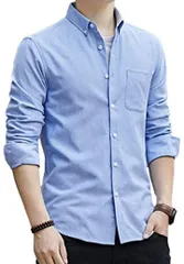 Lucky Charm ラッキーチャーム シャツ メンズ 長袖 ボタンダウン メンズシャツ XXL( ライトブルー,  2XL)