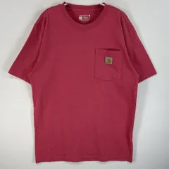古着 カーハート Carhartt 半袖Tシャツ ワンポイント ロゴ 胸ポケ クルーネック S  ピンク 無地 メンズ