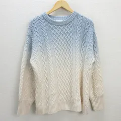 G■ユナイテッドアローズ/UNITED ARROWS B＆Y ケーブル編みニットセーター【L程度】水色白/men's/8【中古】■