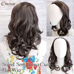 スイートセミロングカールハーフウィッグ（レディース 女性用 かつら WIG エクステ 部分ウィッグ フラダンス タヒチアンダンス HULA フラウィッグ）
