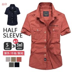 【送料無料】ミリタリー ワークシャツ 半袖シャツ メンズ シャツ 無地 カジュアル アウトドア 登山ウェア 夏 父の日 プレゼント ゴルフ【お買い得】