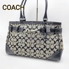 【良品】COACH コーチ トートバッグ ショルダーバッグ シグネチャー 8K07 ブラック