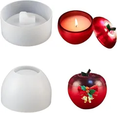 【在庫処分】シリコンモールド 小物入れ 蓋付き クリスマス レジン型 可愛い 立体 りんご リンゴ 果物 シリコン型 レジンモールド 収納ケース 収納モールド キャンドルホルダー エポキシ 樹脂 粘土 蜜蝋 抜き型 DIY 手作り ハンドメイド プレゼ