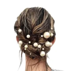 パール パールピン Ｕピン ヘアアクセサリー 髪飾り ヘアピン パーティ 結婚式 着物 成人式 卒業式 和装 花嫁 普段使い (ゴールド) [ゴールド]