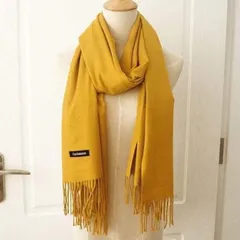 ストール カシミヤタッチ マフラー ストール マスタード 濃いめのイエロー